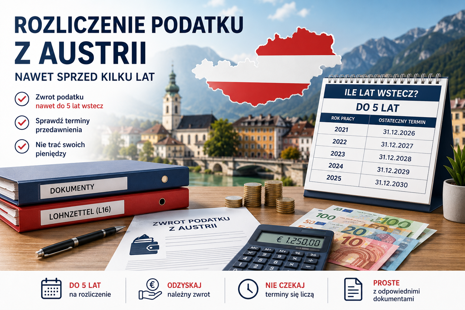 Czy można rozliczyć podatek z Austrii nawet sprzed kilku lat? Ile lat wstecz można odzyskać zwrot podatku z Austrii? cz.I