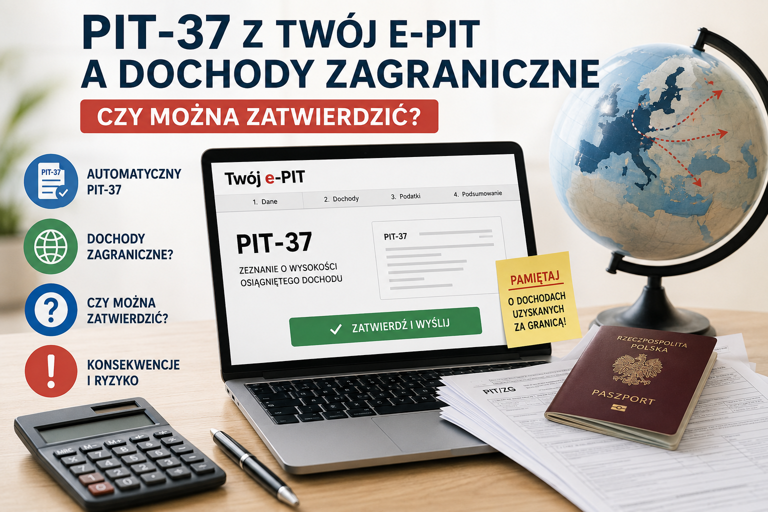 PIT-37 przygotowany automatycznie przez Twój e-PIT, a dochody zagraniczne – czy można go zatwierdzić? cz.I