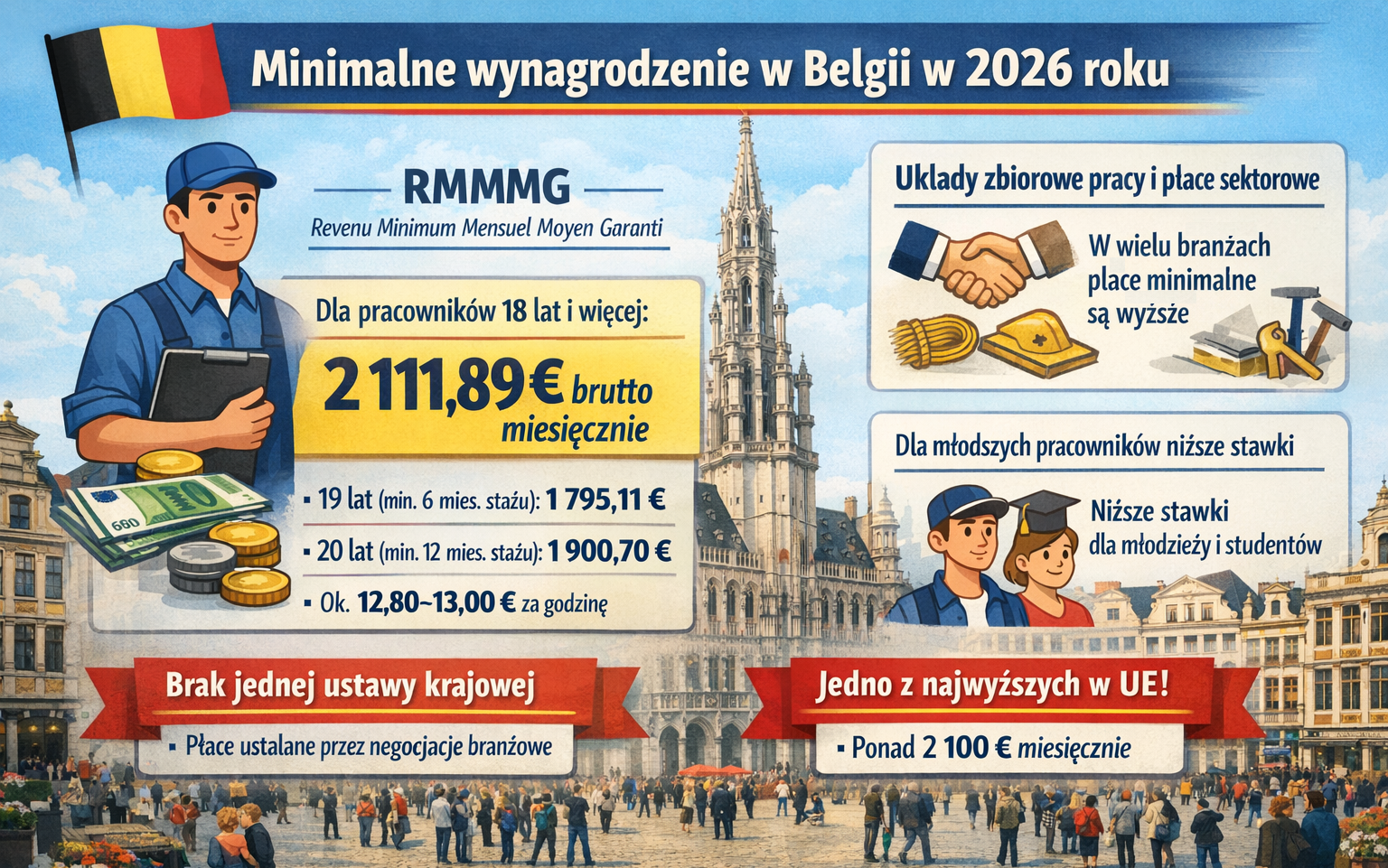 Wynagrodzenie minimalne w Belgii w 2026 roku — co warto wiedzieć?