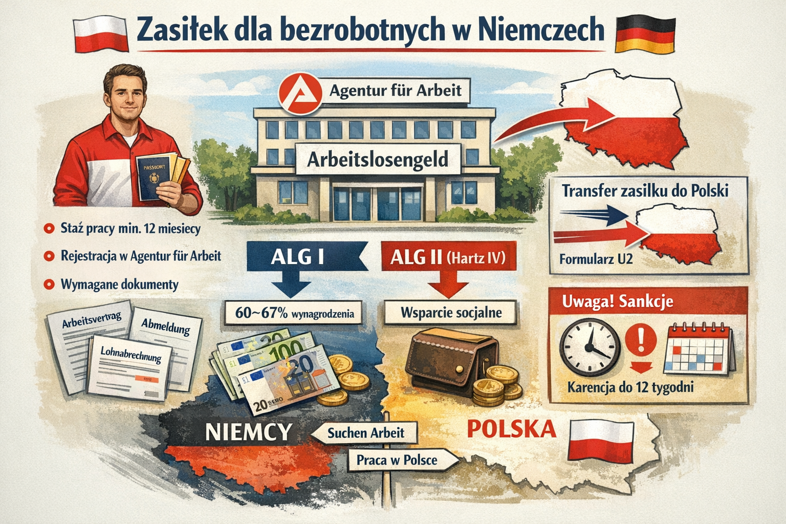 Jak Polak może uzyskać zasiłek dla bezrobotnych w Niemczech?