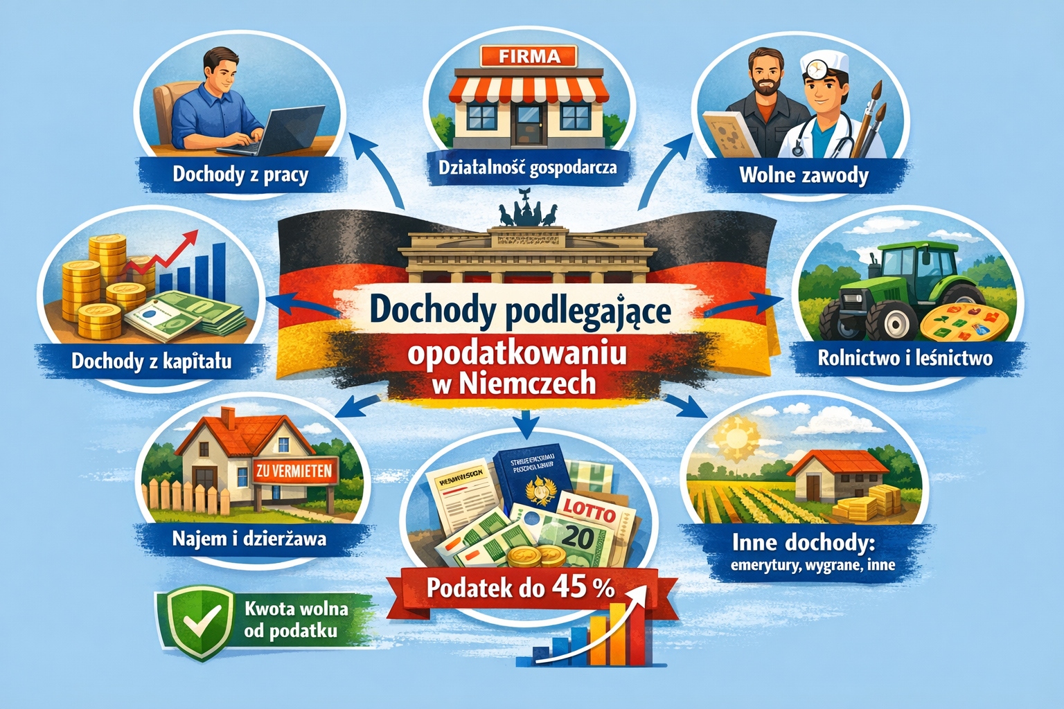 Jakie dochody podlegają opodatkowaniu w Niemczech? (Przewodnik 2026)